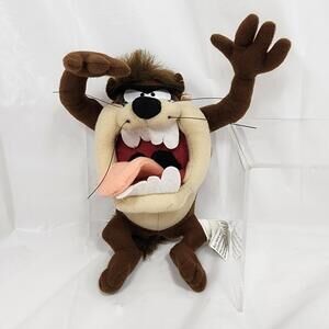 Vtg 1998 Looney Tunes Warner Brothers Tazmanian Devil Plush, Taz Stuffie 8”